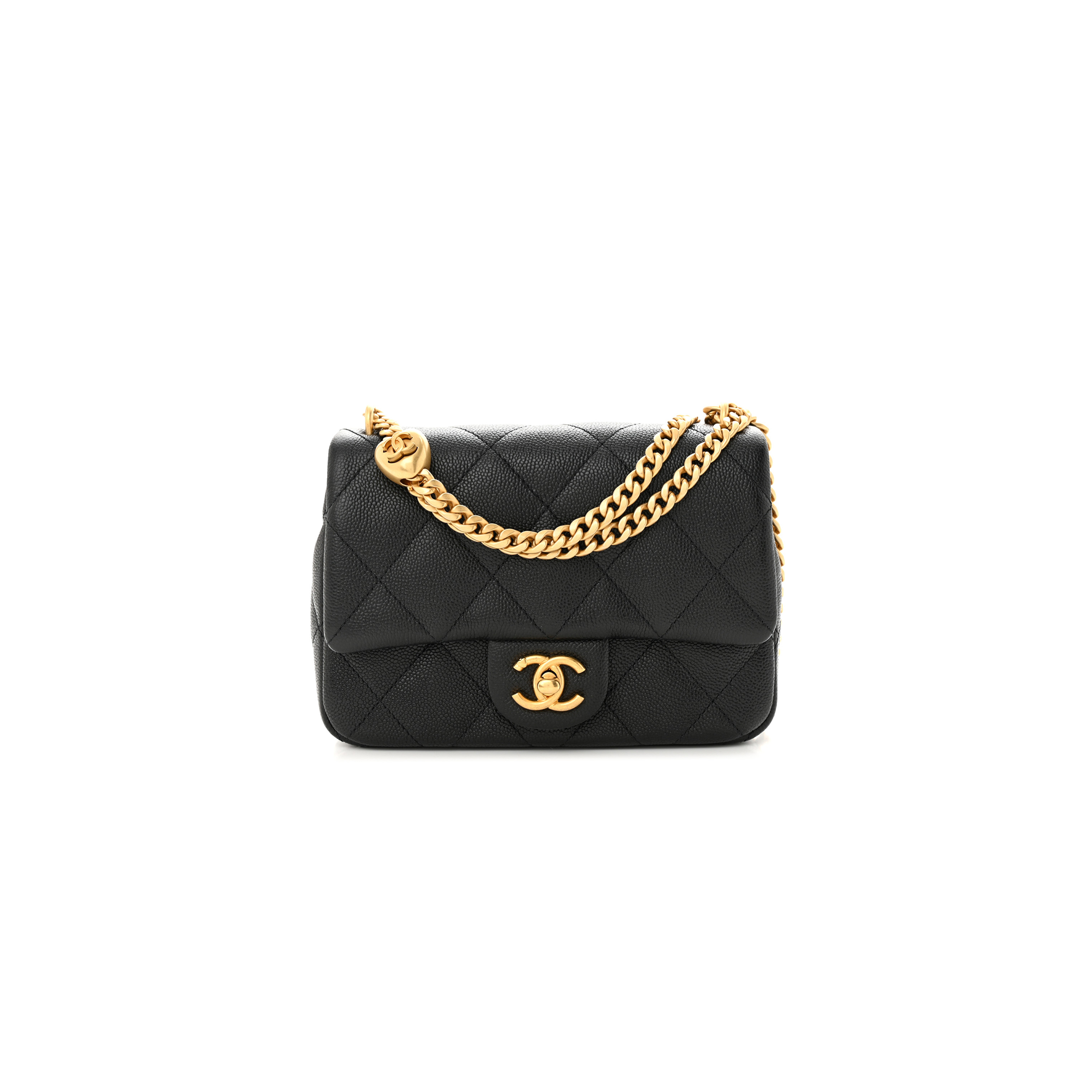Ch*el master caviar quilted mini sweetheart flap black (20*14*6cm)